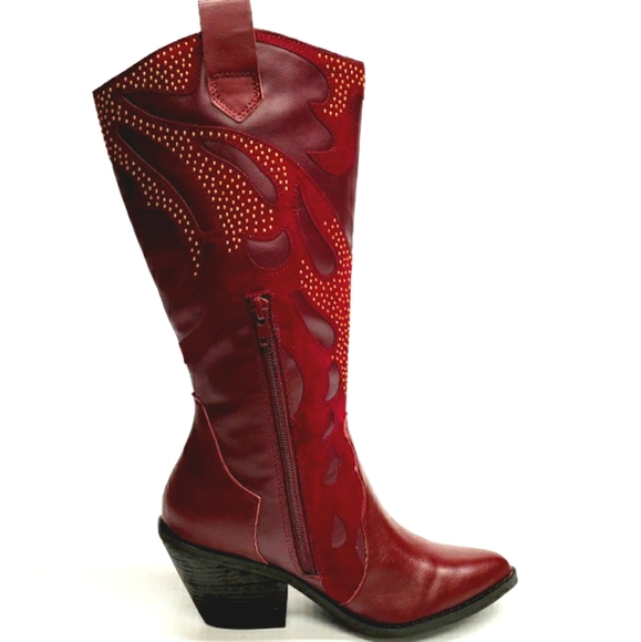 Carlos Santana Axel Studded RED Western Boots - Picture 4 of 12